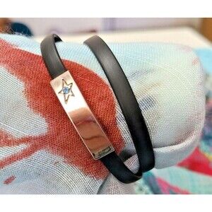 Vintage Thierry Mugler Stainless Steel Black Wrap Bracelet